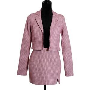 SHOW ME YOUR MUMU Pink Floral Blazer Skirt 2pc Set, Size Medium